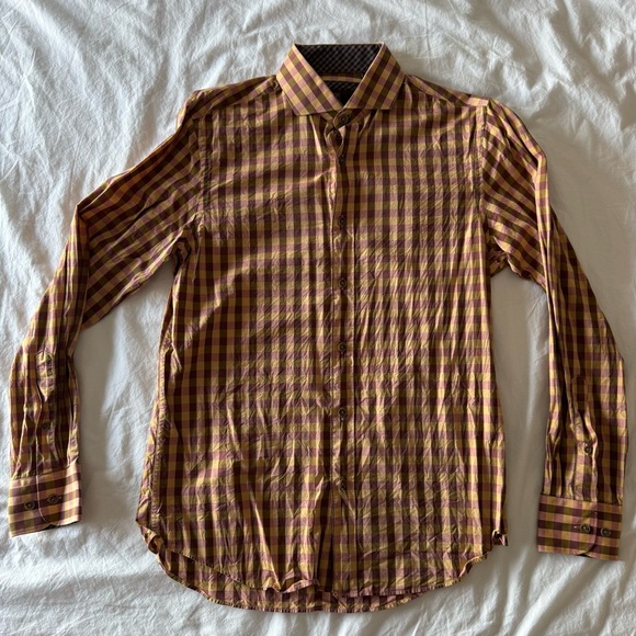 Men's Checkered Shirt - Brown and Yellow - Picture 1 of 4